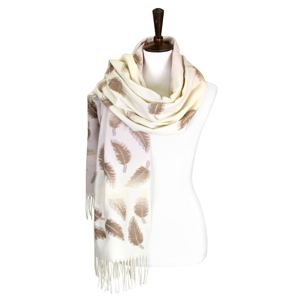 iLLASPARKZ Leaf Pattern Tassel Oblong Scarf