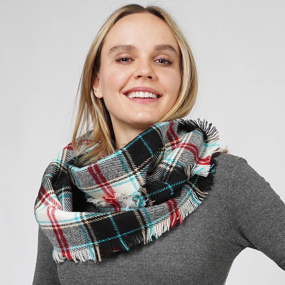 iLLASPARKZ Plaid Check Patterned Infinity Scarf