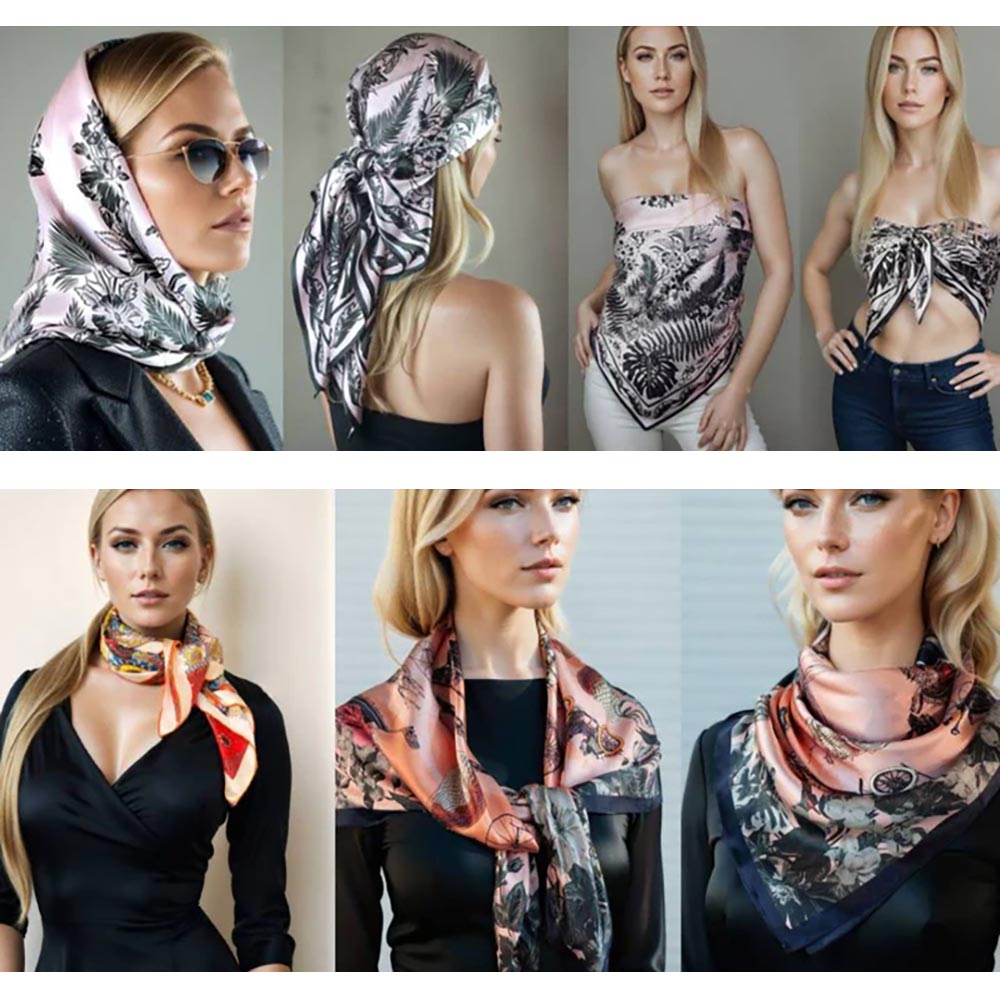 iLLASPARKZ Square Silky Satin Scarf Shawl
