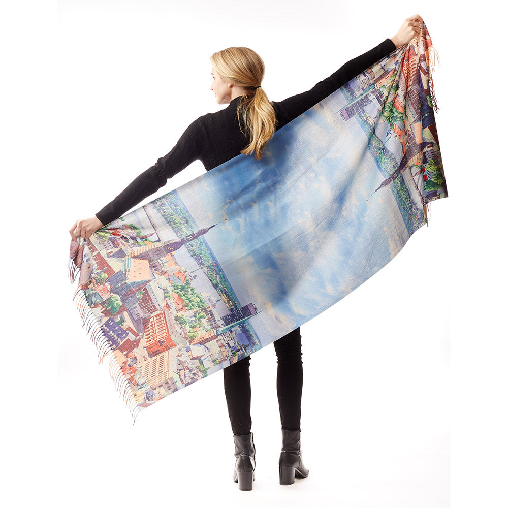iLLASPARKZ City Landscape Painting Printed Scarf