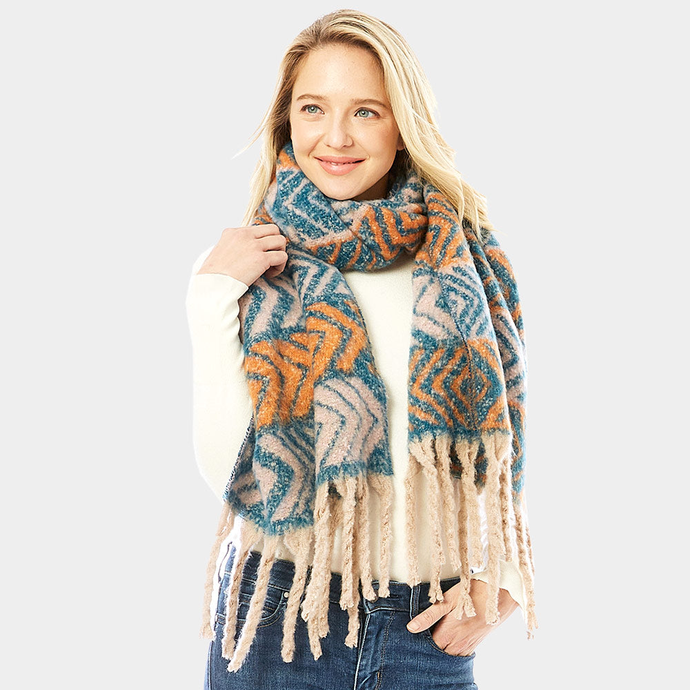 iLLASPARKZ Aztec Print Oblong Scarf With Fringe