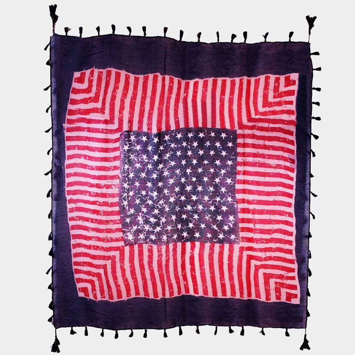iLLASPARKZ American flag square scarf with tassels