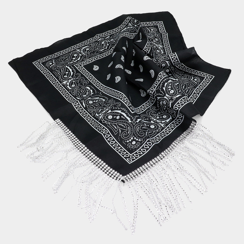iLLASPARKZ Rhinestone Like Fringe Cowgirl Bandana Scarf