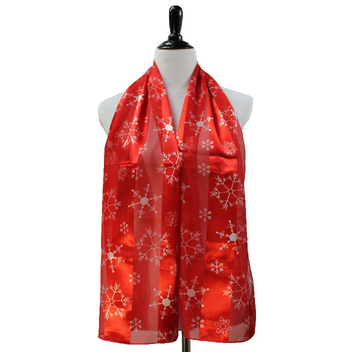 iLLASPARKZ Satin Striped Snowflake Print Scarf