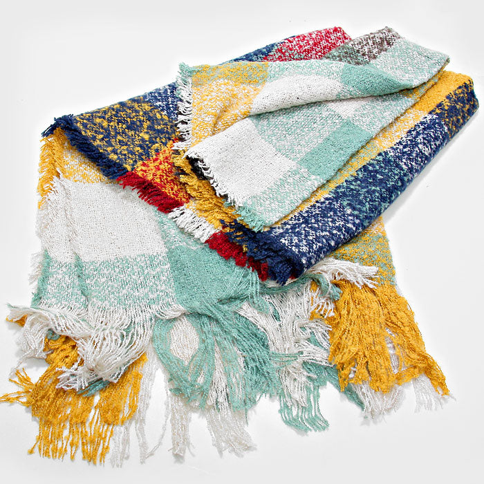 iLLASPARKZ Plaid Check Scarf with Raw Fringe Trim