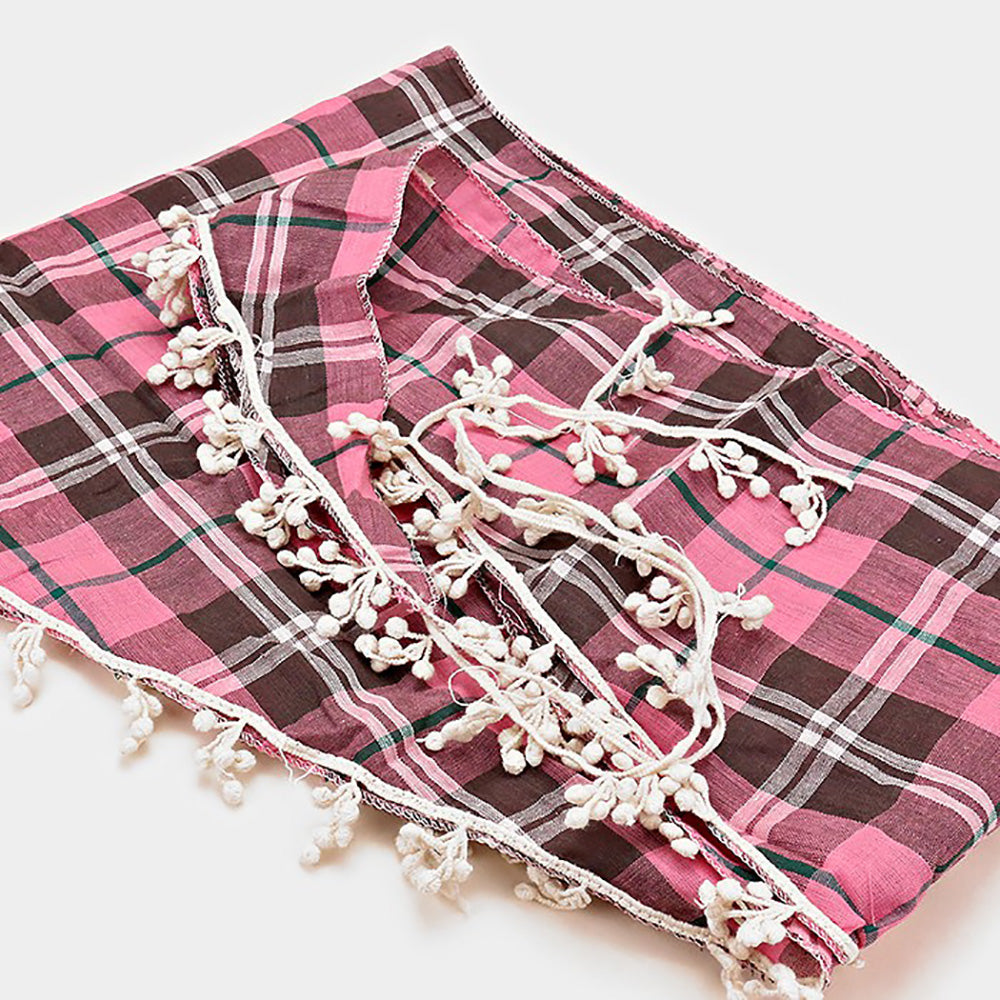 iLLASPARKZ Crochet Drop Fringe Plaid Check Scarf