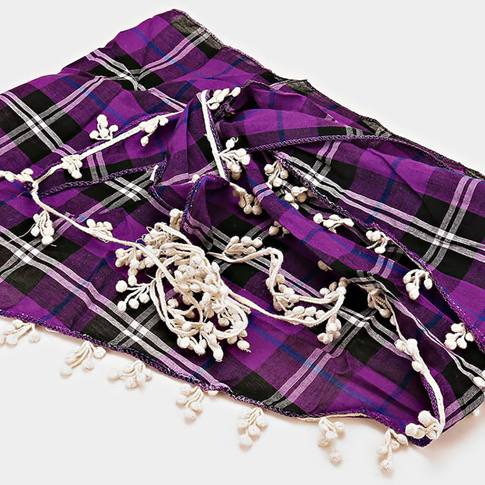 iLLASPARKZ Crochet Drop Fringe Plaid Check Scarf