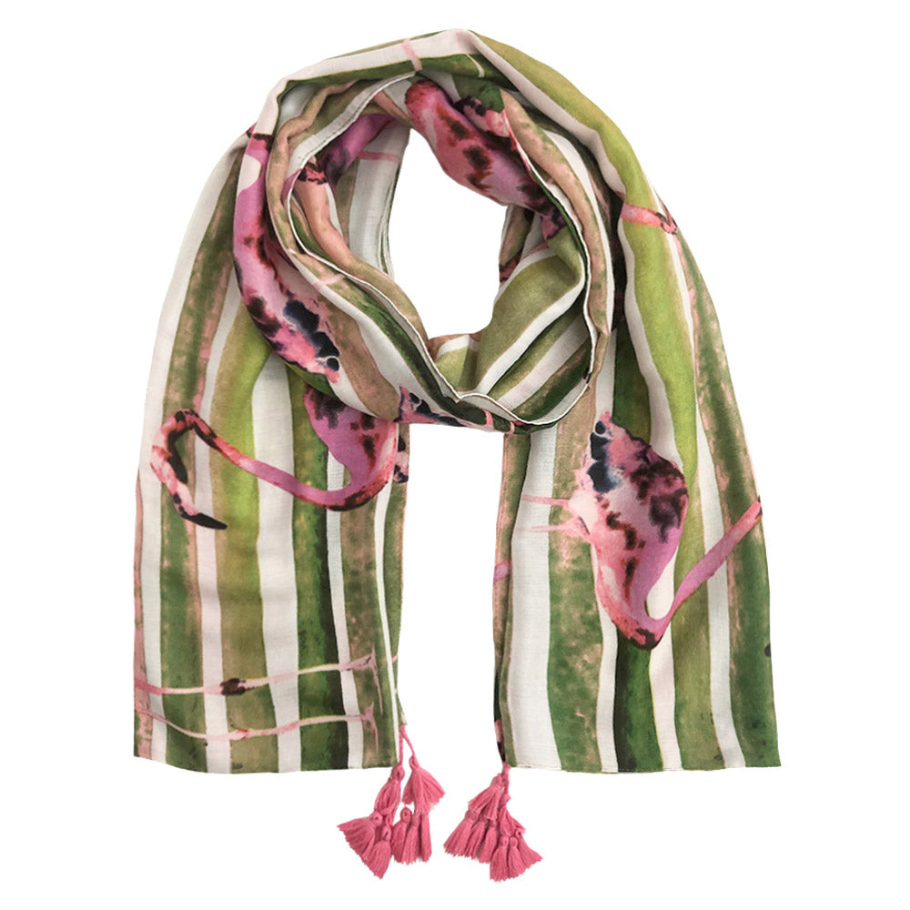 iLLASPARKZ Flamingo Print Tassel Scarf