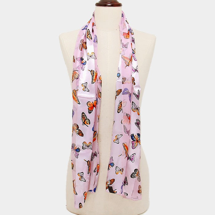iLLASPARKZ Butterfly print silk feel scarf