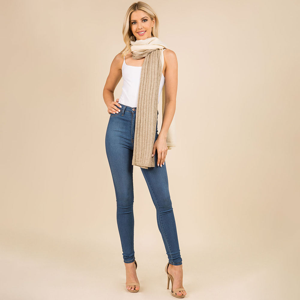 iLLASPARKZ Two Tone Cable Knit Scarf