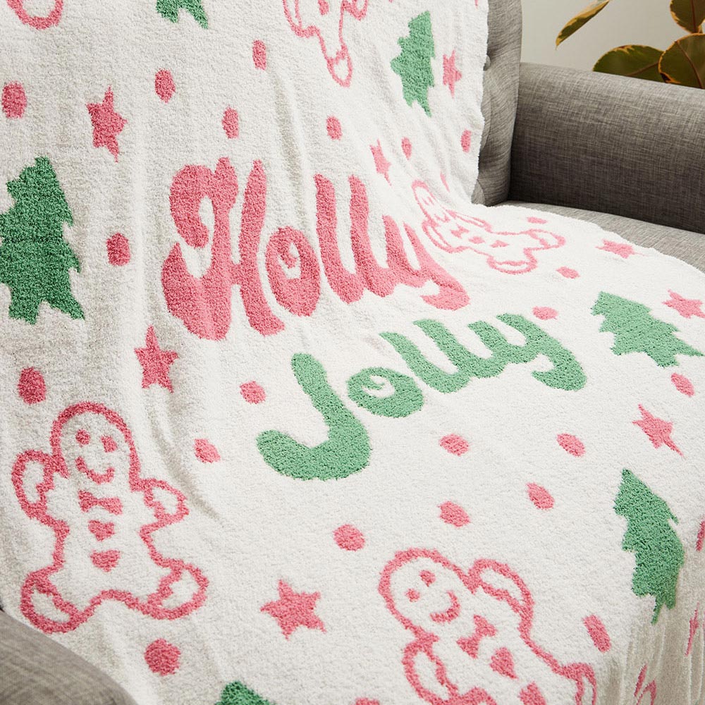 iLLASPARKZ Holly Jolly Gingerbread Christmas Tree Blanket