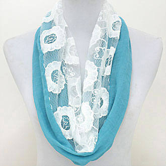 iLLASPARKZ Lace Gauze Flower Polyester Infinity Scarf