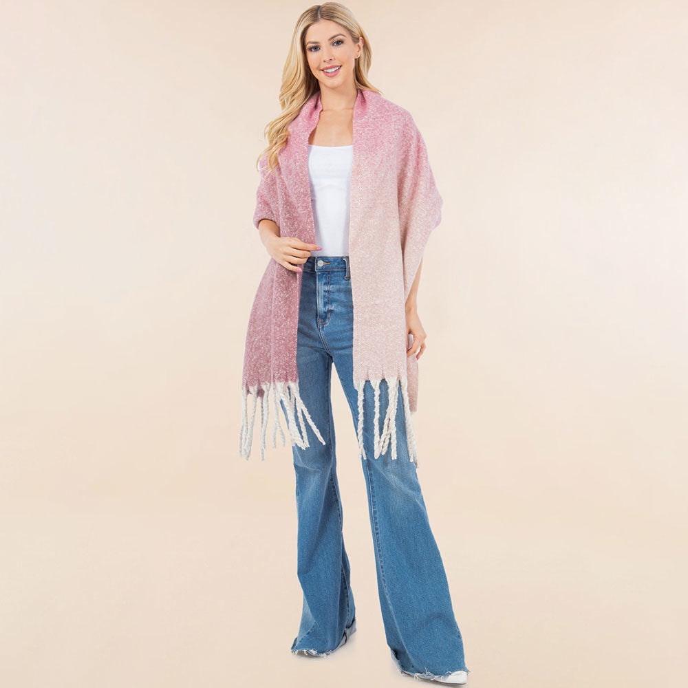 iLLASPARKZ Oversized 3 Tone Soft Twisted Fringe Scarf