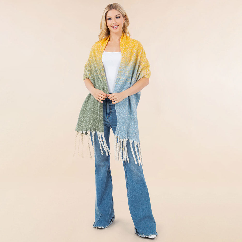 iLLASPARKZ Oversized 3 Tone Soft Twisted Fringe Scarf
