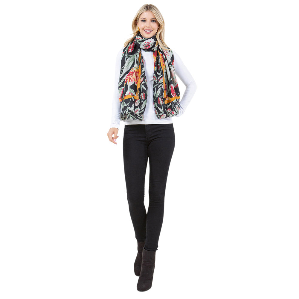 iLLASPARKZ Lightweight Big Floral Pattern Casual Scarf
