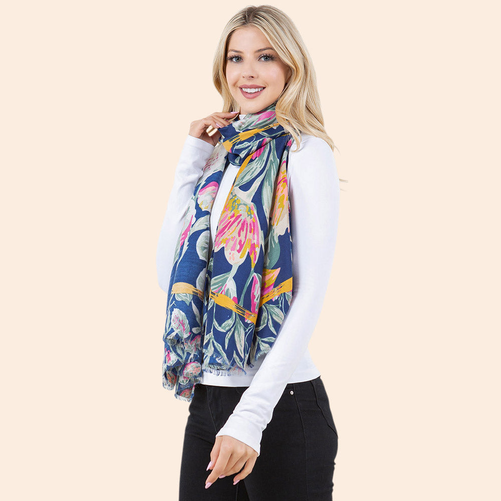 iLLASPARKZ Lightweight Big Floral Pattern Casual Scarf
