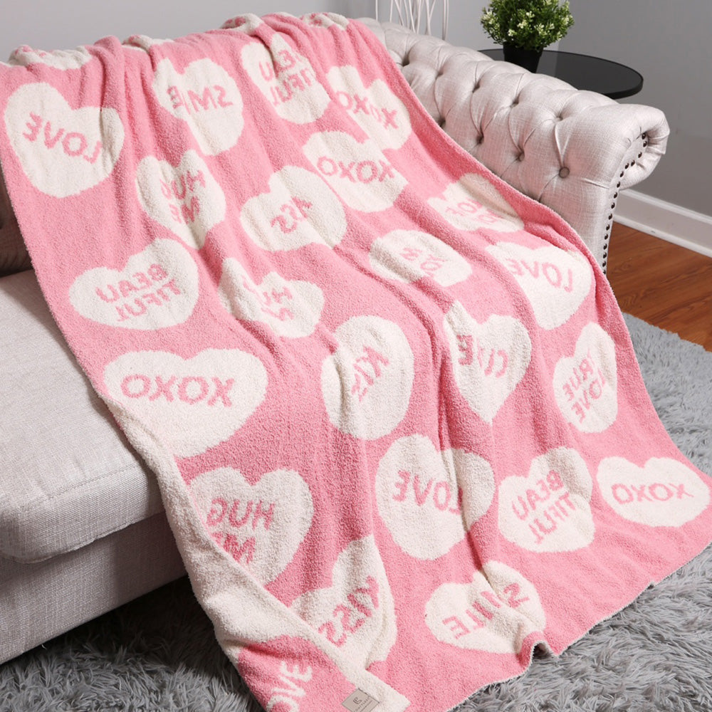 iLLASPARKZ Message Written Heart Patterned Reversible Throw Blanket