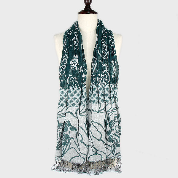 iLLASPARKZ Flower Print Polyester Fringe Scarf
