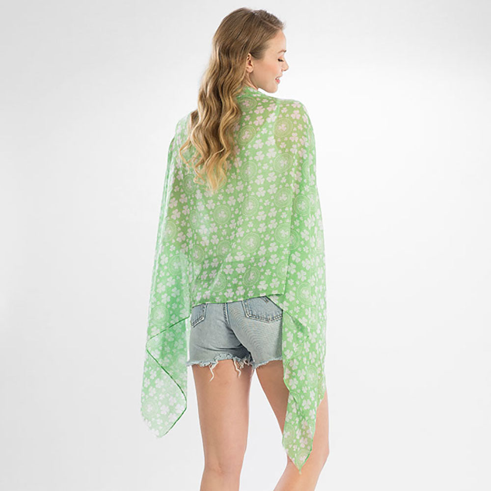 St. Patrick's day clover print oblong scarf