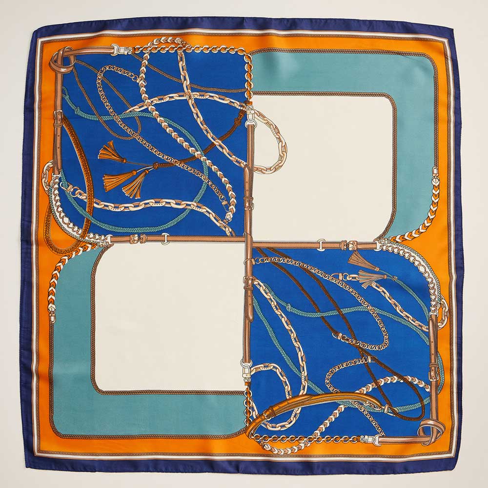 iLLASPARKZ Chain Rope Printed Square Silky Satin Scarf
