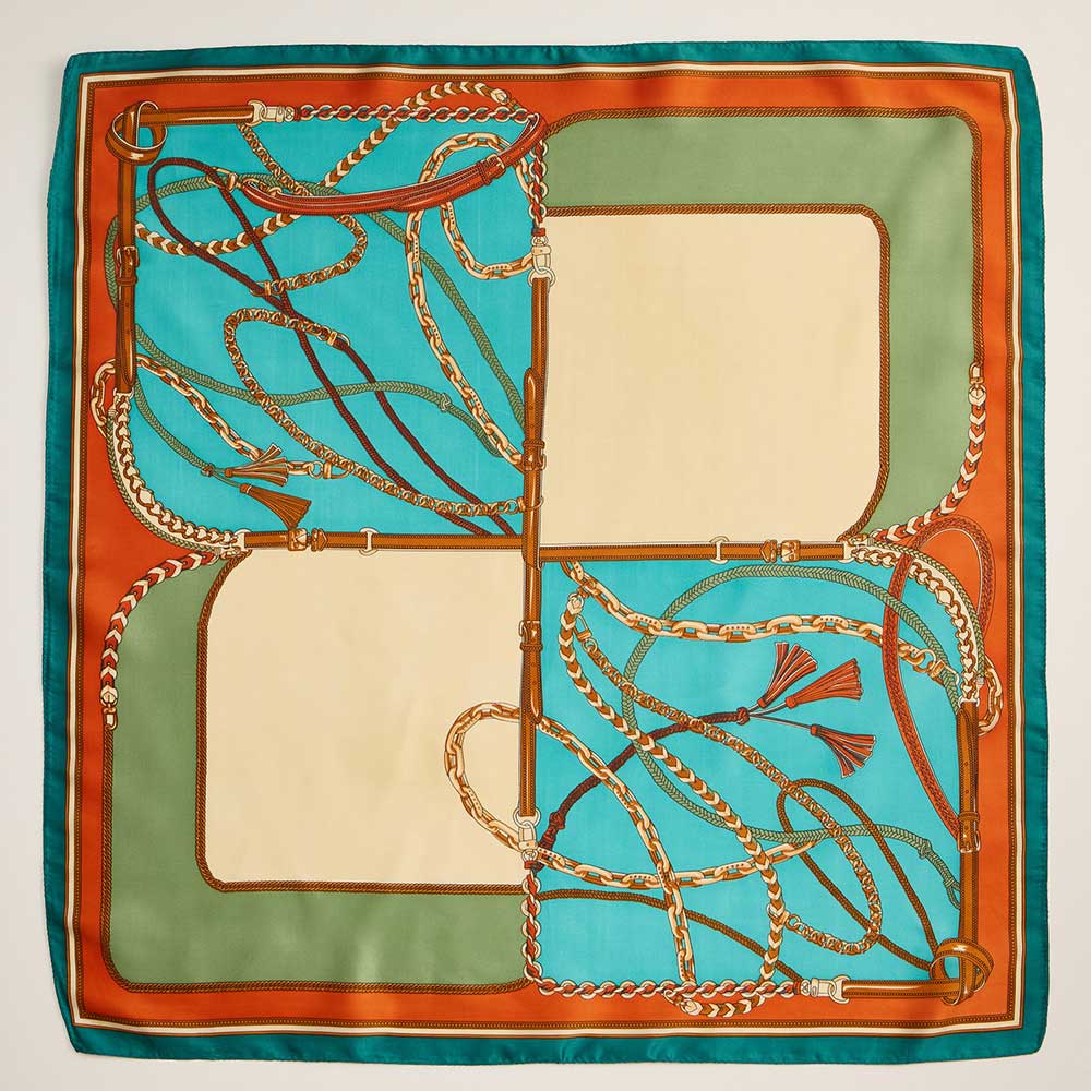 iLLASPARKZ Chain Rope Printed Square Silky Satin Scarf
