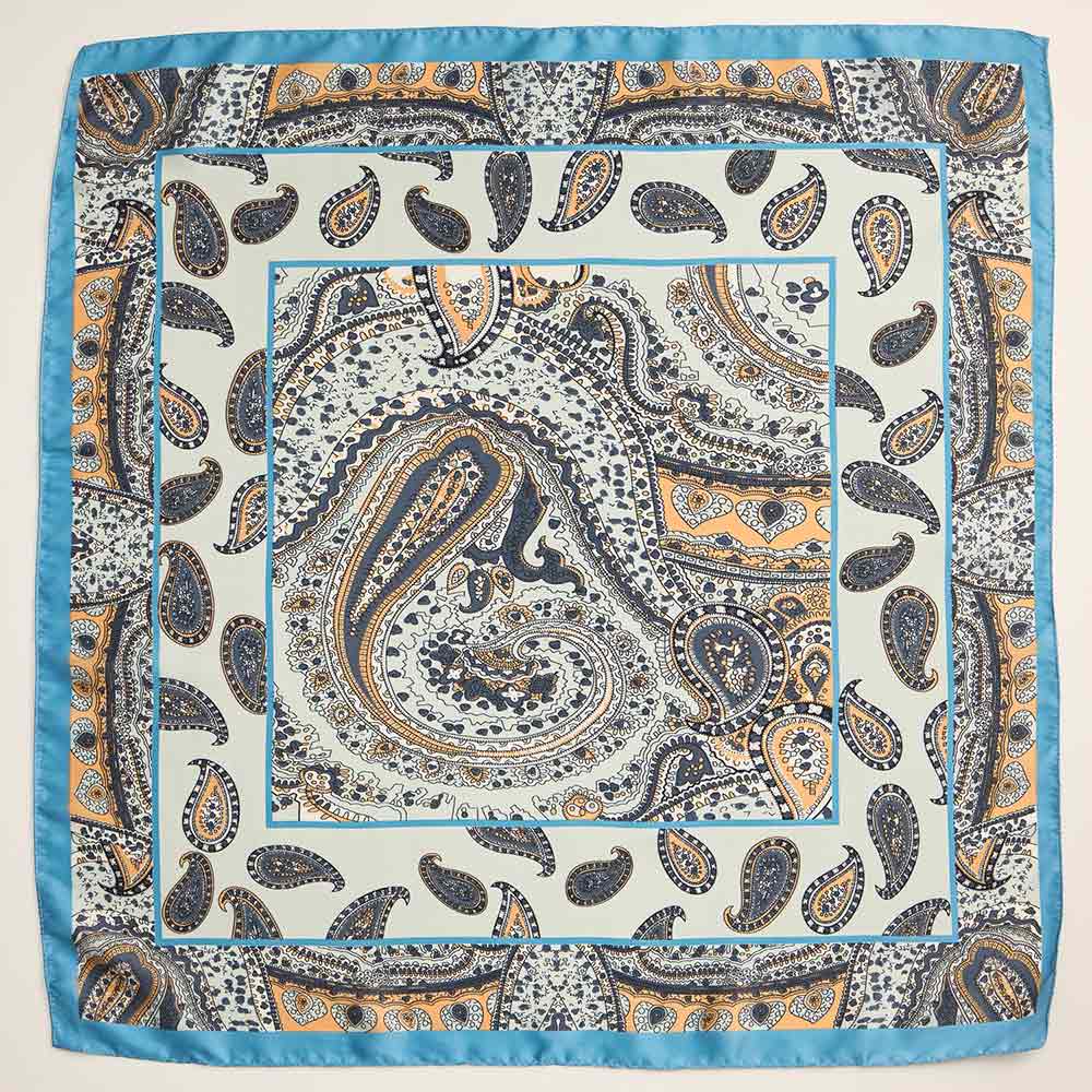 iLLASPARKZ Vintage Inspired Paisley Pattern Printed Square Silky Satin Scarf