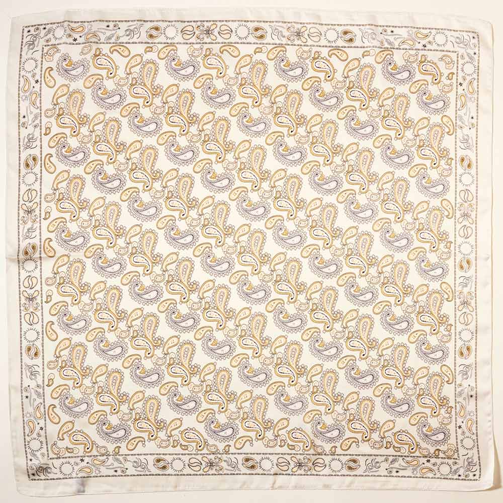 iLLASPARKZ Paisley Printed Square Silky Satin Scarf