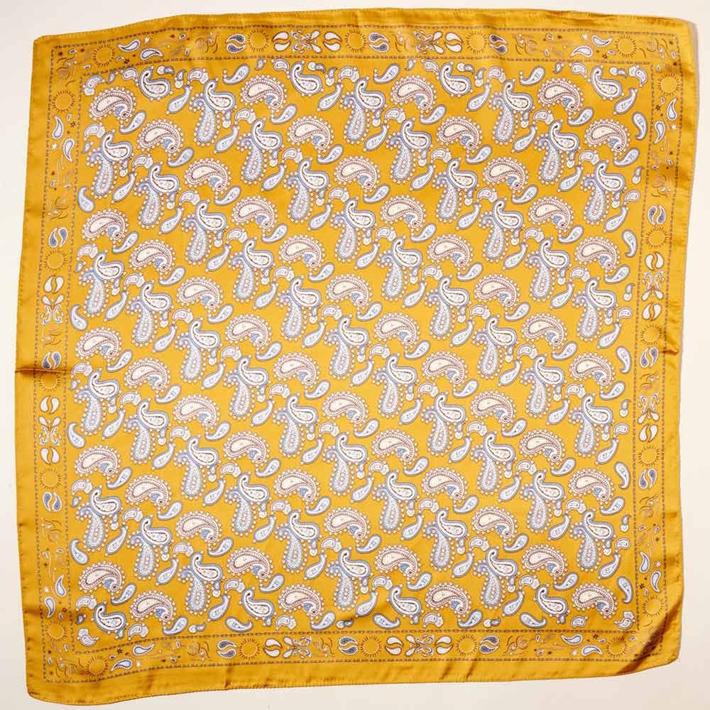 iLLASPARKZ Paisley Printed Square Silky Satin Scarf