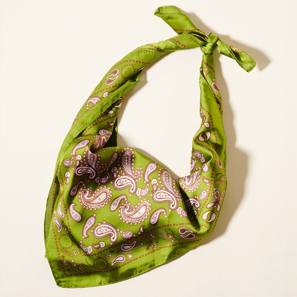 iLLASPARKZ Paisley Printed Square Silky Satin Scarf