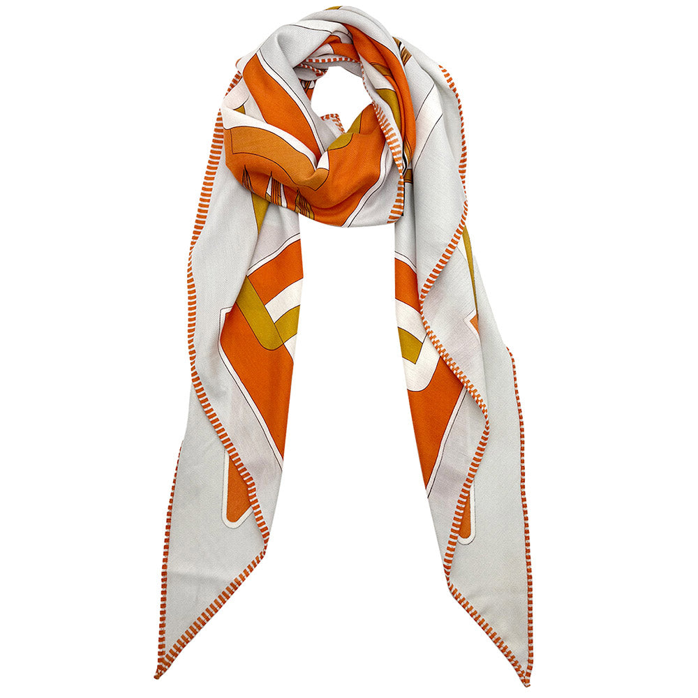iLLASPARKZ Abstract Pattern Printed Triangle Shape Cashmere Silk Blend Scarf