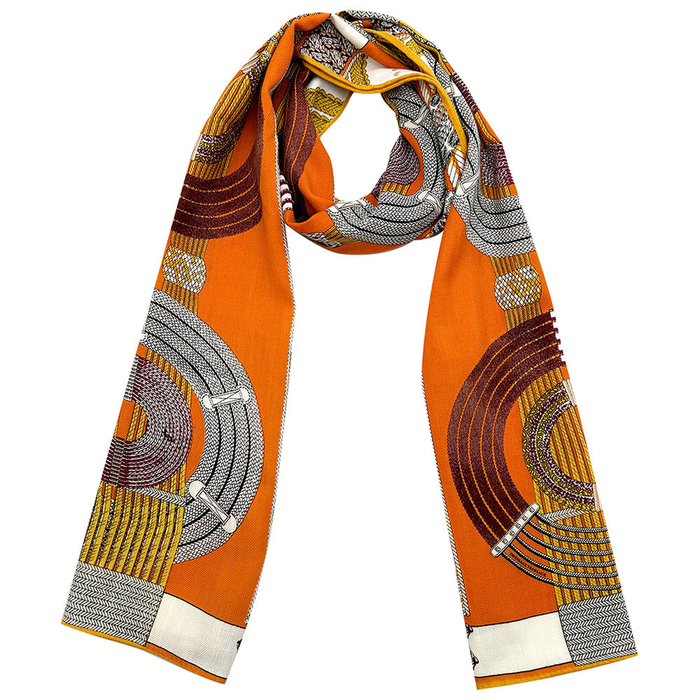 iLLASPARKZ Abstract Pattern Printed Cashmere Silk Blend Scarf