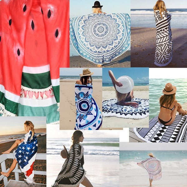 iLLASPARKZ Nautical anchor _ Round beach terry towel