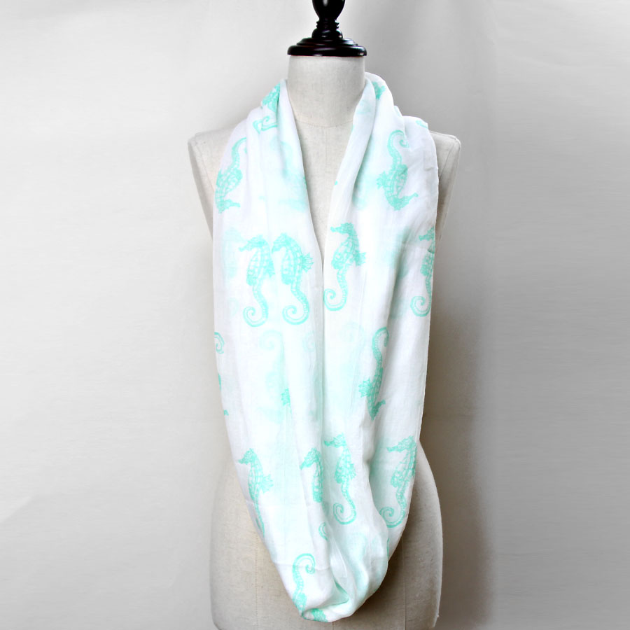 iLLASPARKZ Seahorse Print Viscose Infinity Spring Scarf