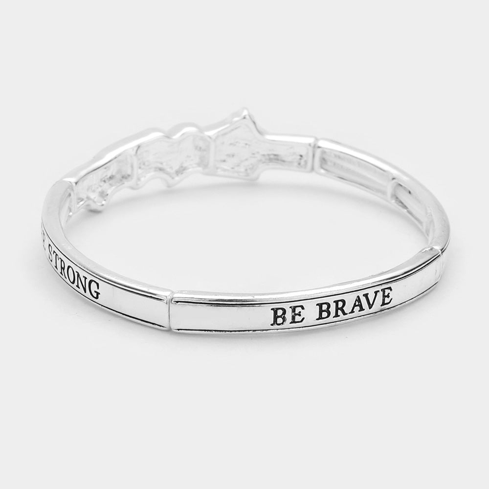 iLLASPARKZ Enamel Hospital Accented Be Strong Be Brave Be Fearless Message Stretch Bracelet