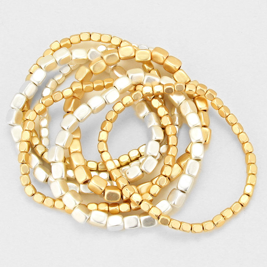 iLLASPARKZ 7 PCS - Metal bead stack stretch bracelets