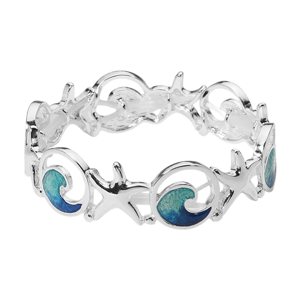 iLLASPARKZ Enamel Wave Metal Starfish Link Stretch Bracelet