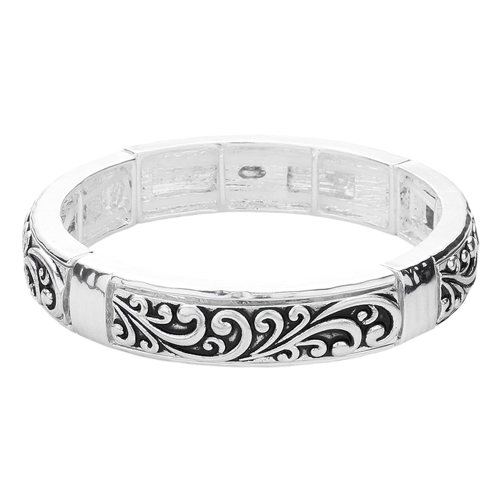iLLASPARKZ Antique Metal Western Pattern Pointed Stretch Bracelet