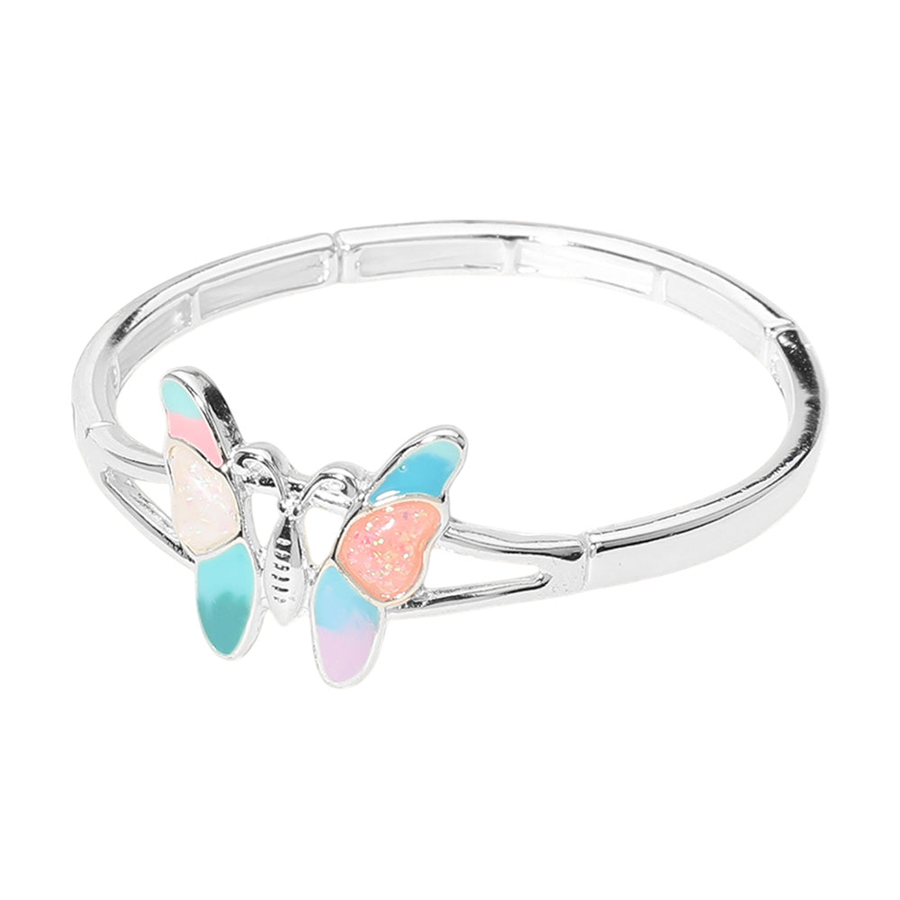 iLLASPARKZ Sea Glass Enamel Butterfly Pointed Stretch Bracelet