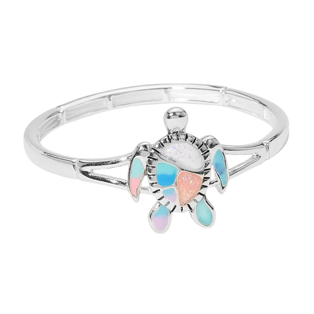 iLLASPARKZ Sea Glass Enamel Sea Turtle Pointed Stretch Bracelet
