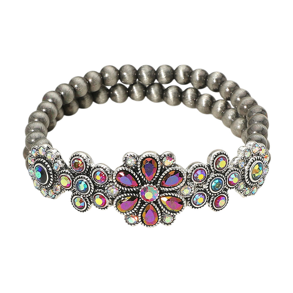 iLLASPARKZ Flower Stone Cluster Link Stretch Bracelet