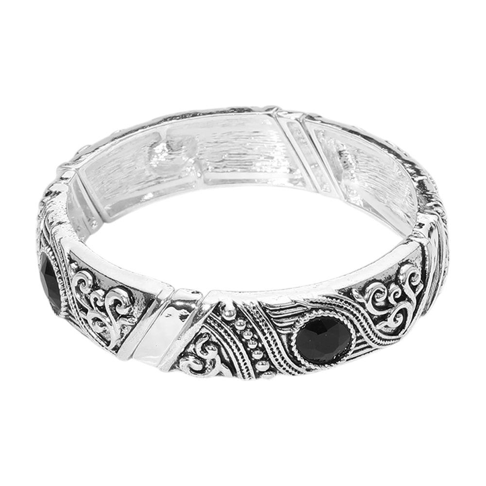 iLLASPARKZ Stone Accented Antique Metal Western Stretch Bracelet