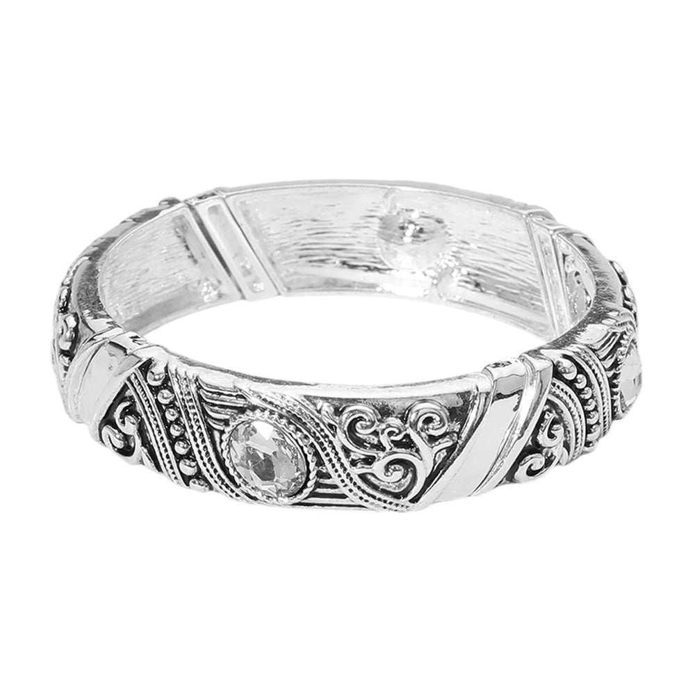 iLLASPARKZ Stone Accented Antique Metal Western Stretch Bracelet