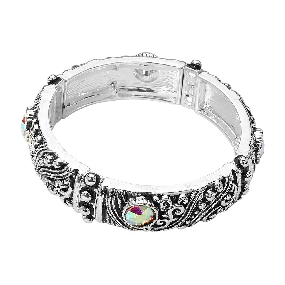 iLLASPARKZ Antique Metal Stone Boho Stretch Bracelet