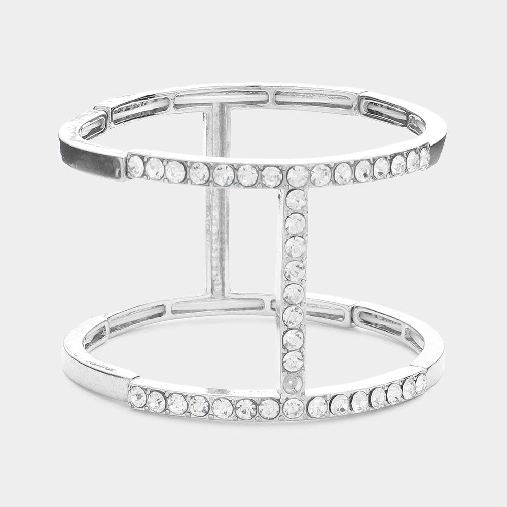 iLLASPARKZ Rhinestone Cut out Cage Stretch Bracelet