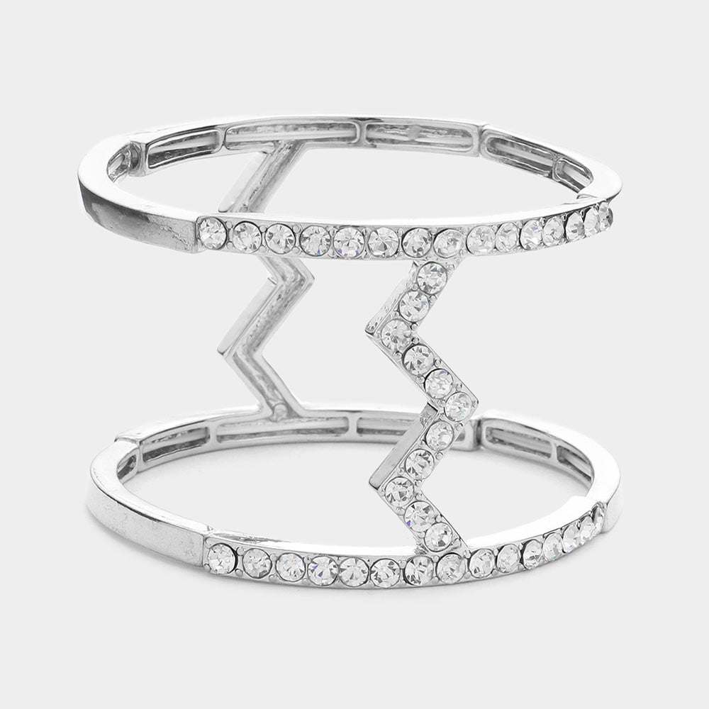 iLLASPARKZ Rhinestone Cut out Cage Stretch Bracelet