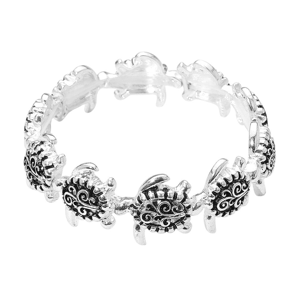 iLLASPARKZ Antique Metal Sea Turtle Stretch Bracelet