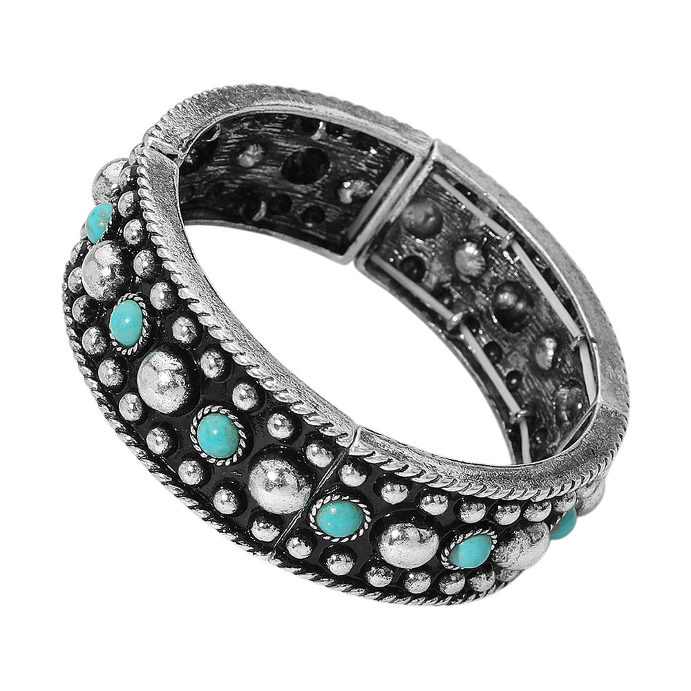 iLLASPARKZ Western Stone Metal Stud Embellished Stretch Bracelet