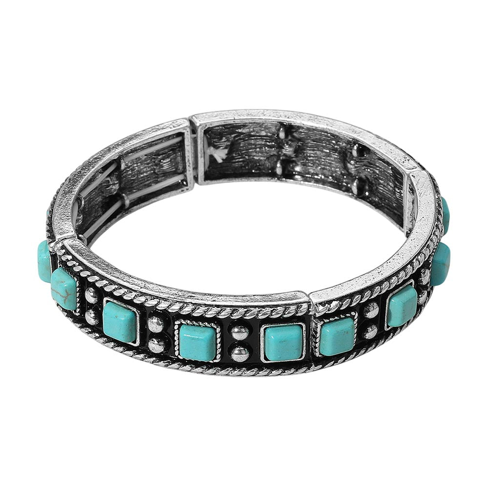 iLLASPARKZ Western Square Stone Studded Stretch Bracelet