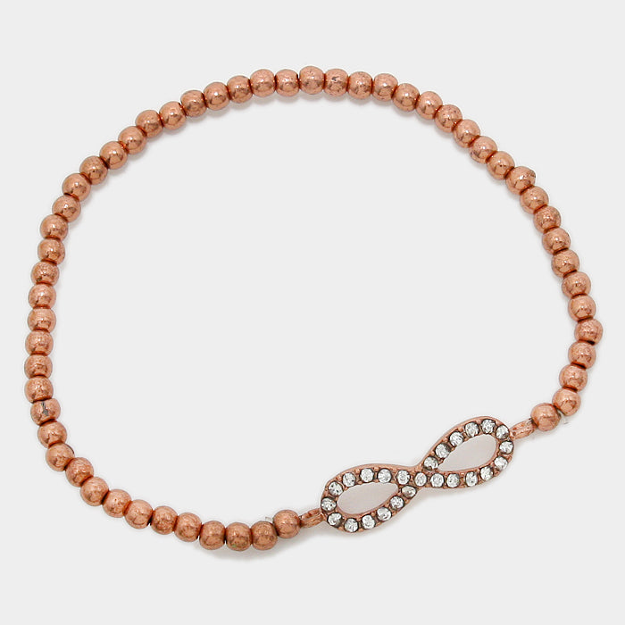 iLLASPARKZ Stone Paved Infinity Pointed Metal Ball Beaded Stretch Bracelet