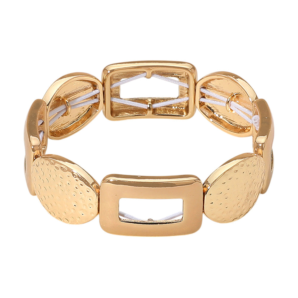 iLLASPARKZ Chunky Geometric Metal Beaded Stretch Bracelet